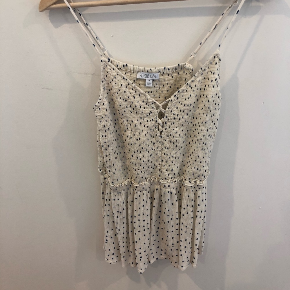Smoked polka dot tank top